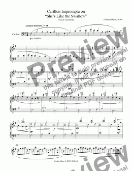 page one of Carillon Impromptu on “She’s Like the Swallow”