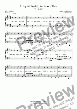 page one of Joyful, Joyful, We Adore Thee - Easy Piano 7