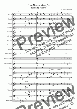 page one of PUCCINI - From Madame Butterfly: Humming Chorus (arranged for training orchestra)