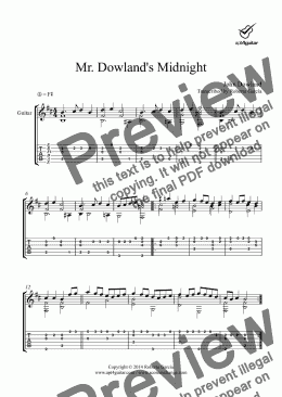page one of Mr. Dowland’s Midnight for solo guitar