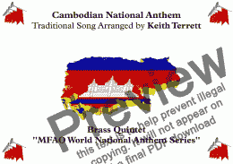 page one of Cambodian National Anthem (Nokoreach) for Brass Quintet (MFAO World National Anthem Series)