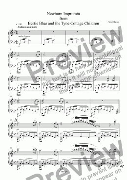 page one of Newburn Impromptu for piano from Bertie Blue and the Tyne Cottage Children