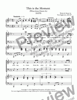 page one of This is the Moment  (When Jesus Enters In) (SATB)