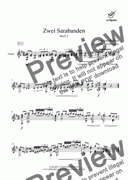 page one of Zwei Sarabanden for solo guitar
