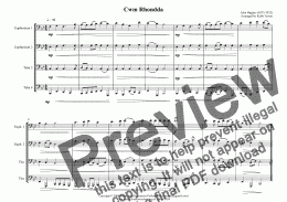 page one of Cwm Rhondda for Tuba Quartet