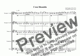 page one of Cwm Rhondda for Brass Quartet-Quintet