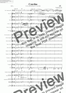page one of Czardas for Solo Euphonium & Concert Band in C minor