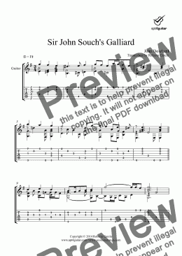 page one of Sir John Souch’s Galliard for solo guitar