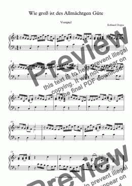 page one of ’Wie groß ist des Allmächtgen Güte’ Choral Vorspiel 