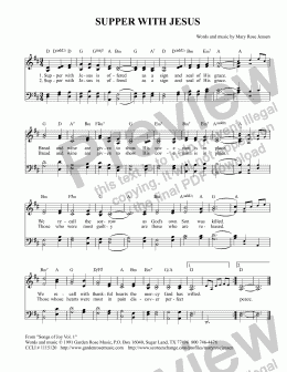 page one of Supper With Jesus (Communion hymn/ Maundy Thursday) SATB
