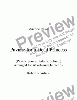 page one of Pavane for a Dead Princess (Fl,Ob,Cl,Hrn,Bsn)