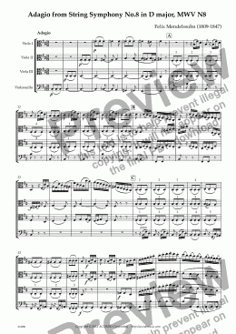 page one of Adagio from String Symphony No.8 in D major, MWV N8