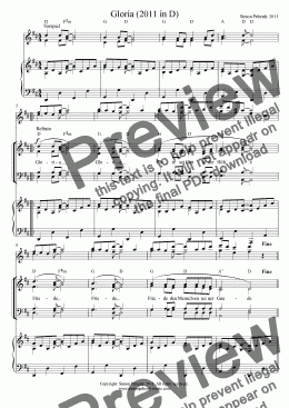page one of Gloria 2011 SATB choir, piano, 2 flutes (2011)