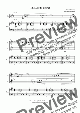 page one of The Lord’s prayer SATB choir, piano & 2 flutes (2013)