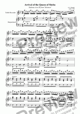 page one of Arrival of the Queen of Sheba (Händel)