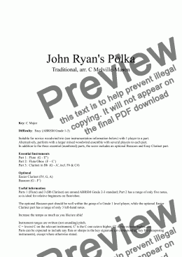 page one of John Ryan’s Polka (Fl, Fl/Ob, Cl)
