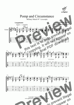 page one of Pomp and Circumstance for solo guitar