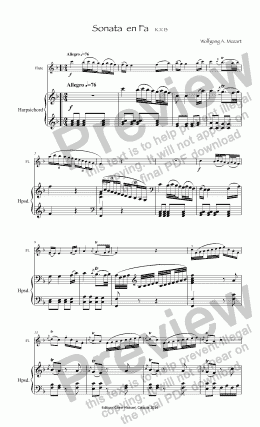 page one of Mozart Sonata  en Fa
