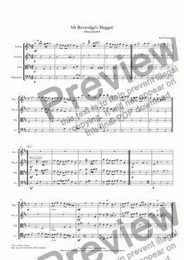 page one of "Mr Beveridge’s Maggot" (Extended Version: Theme and Variations)(Dance from BBC Pride and Prejudice TV mini series) arranged string quartet