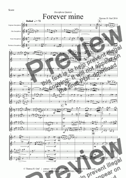 page one of Forever mine - Ballad (Saxophone Quartet)