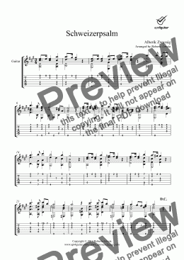 page one of Schweizerpsalm for solo guitar