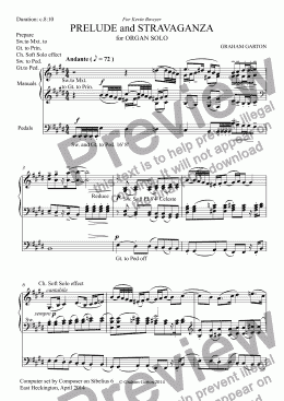 page one of ORGAN MUSIC - PRELUDE and STRAVAGANZA for ORGAN SOLO