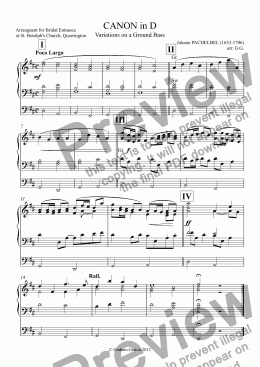 page one of ORGAN MUSIC - PACHELBEL CANON in D arr. Organ with Pedals