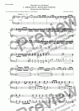 page one of MAGNA CARTA CANTATA Vocal Score No. 1 - Baritone Solo with Chorus (TTBB) PROLOGUE  WITH RECITATIVE "King John’s vow to the Barons"
