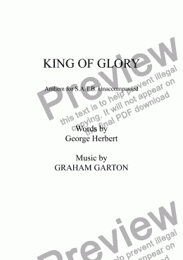 page one of ANTHEM - KING OF GLORY for Choir - Words: George Herbert (1593-1632)