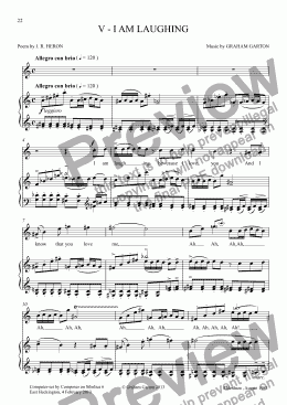 page one of *NO NEED TO TELL ME Song Cycle for High Voice and Piano No.5 (last) “I am laughing”