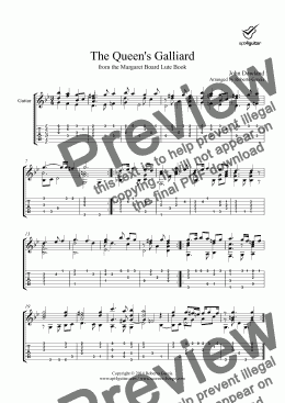 page one of The Queen’s Galliard for solo guitar
