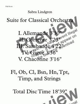 page one of Suite for Classical Orchestra V. Chaconne
