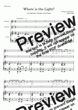 page one of Where is the Light! (Soprano, Clarinet and Piano)