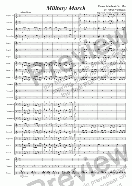 page one of Military March (for fanfare band)
