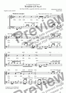 page one of WARM-UP No.4 for Choir SATB with Alto scale canto fermo 