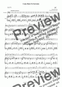 page one of Come Back To Sorrento (Torna a Surriento) for C Trombone & Piano