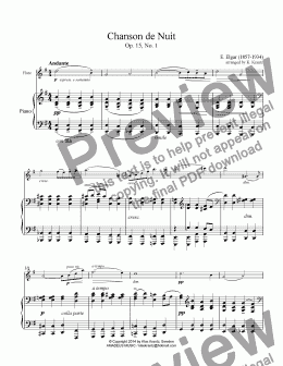 page one of Chanson de Nuit for flute and piano