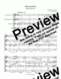 page one of Shenandoah (Brass Quartet)