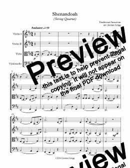 page one of Shenandoah (String Quartet)