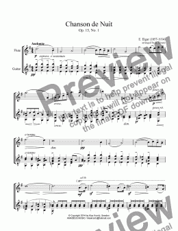 page one of Chanson de Nuit for flute and guitar