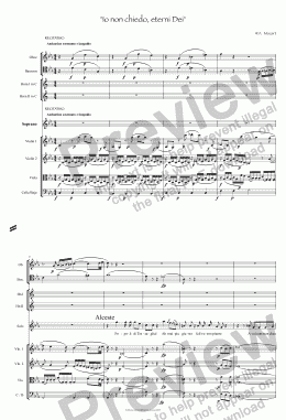 page one of Mozart"Io non chiedo, eterni Dei" for soprano
