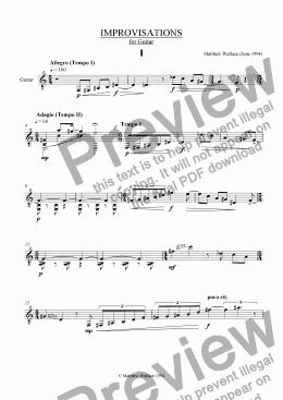 page one of Improvisations for Guitar
