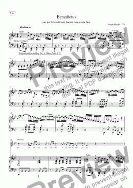 page one of Joseph Haydn: Little Organ Mass: Benedictus ALTO version