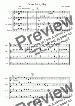 page one of Easter Bunny Rag for Double Reed Quartet