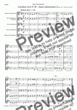 page one of Careless love V. II - Saxophone Quartet
