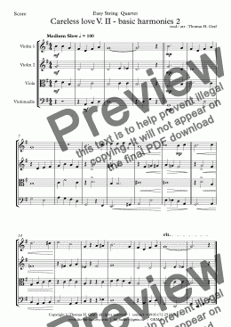 page one of Careless love V. II - String Quartet