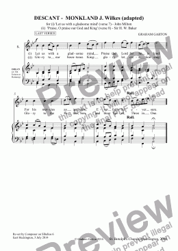 page one of DESCANT - for MONKLAND J. Wilkes (adapted) for (i) ’Let us with a gladsome mind’ (ii) Praise, O praise our God and King’
