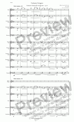 page one of Doppler Hungarian Fantasy for flute & orchestra