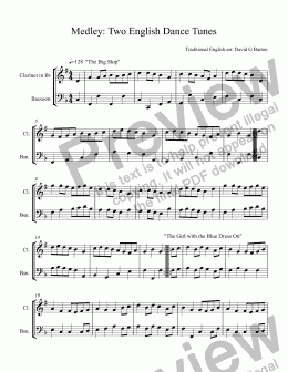 page one of Medley: Two English Dance Tunes for Clarinet & Bassoon