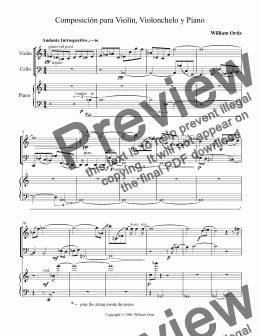 page one of Composición para Violín, Violonchelo y Piano